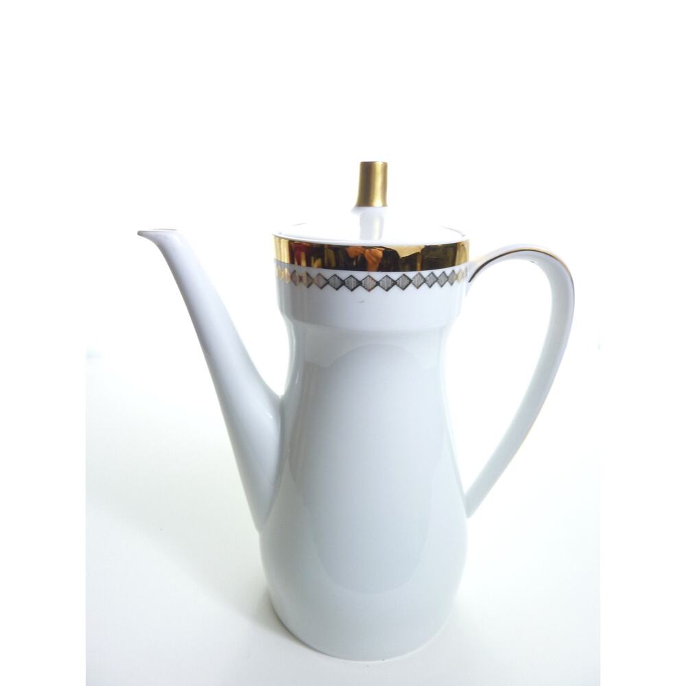 Vintage Seltmann Weiden Bavaria Gold Diamond Pattern Coffee/ tea pot w/Lid MCM